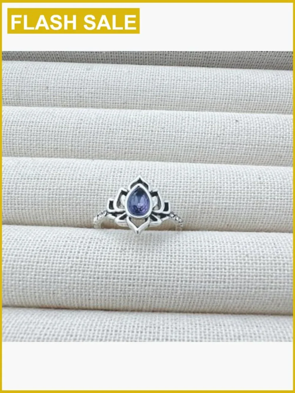 Lotus Promise Ring Zircon Inlaid Floral Statement Jewelry
